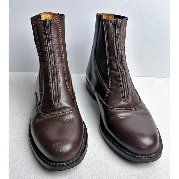 Equestrian 0910-B Women's Brown Leather Zip Front Horse Riding Boots Size US 7 - Picture 3 of 8